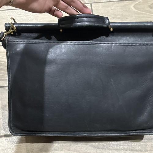 JACK GEORGES Messenger Bag Black Leather Accordian Briefcase Laptop USA MADE - Picture 5 of 11