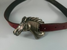 Kieselstein-Cord Sterling Silver Stallion Horse Head Buckle and 30-34" Belt