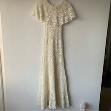 NWT Doen Raphaelle Crochet Lace Cotton Short Sleeve Maxi Dress Pearl Cream