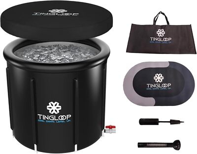 Ice Bath Tub 105 Gallon XL Heavy Duty Athlete Recovery + Cover & Mat & Portable