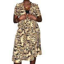 Vintage Brown Black  Beige Women Two Piece Blouse  Skirt