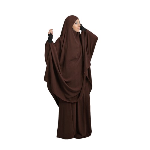 Khimar Caftan Muslim Women Two Piece Set Islamic Prayer Dress Ramadan Eid Kaftan - Picture 17 of 22
