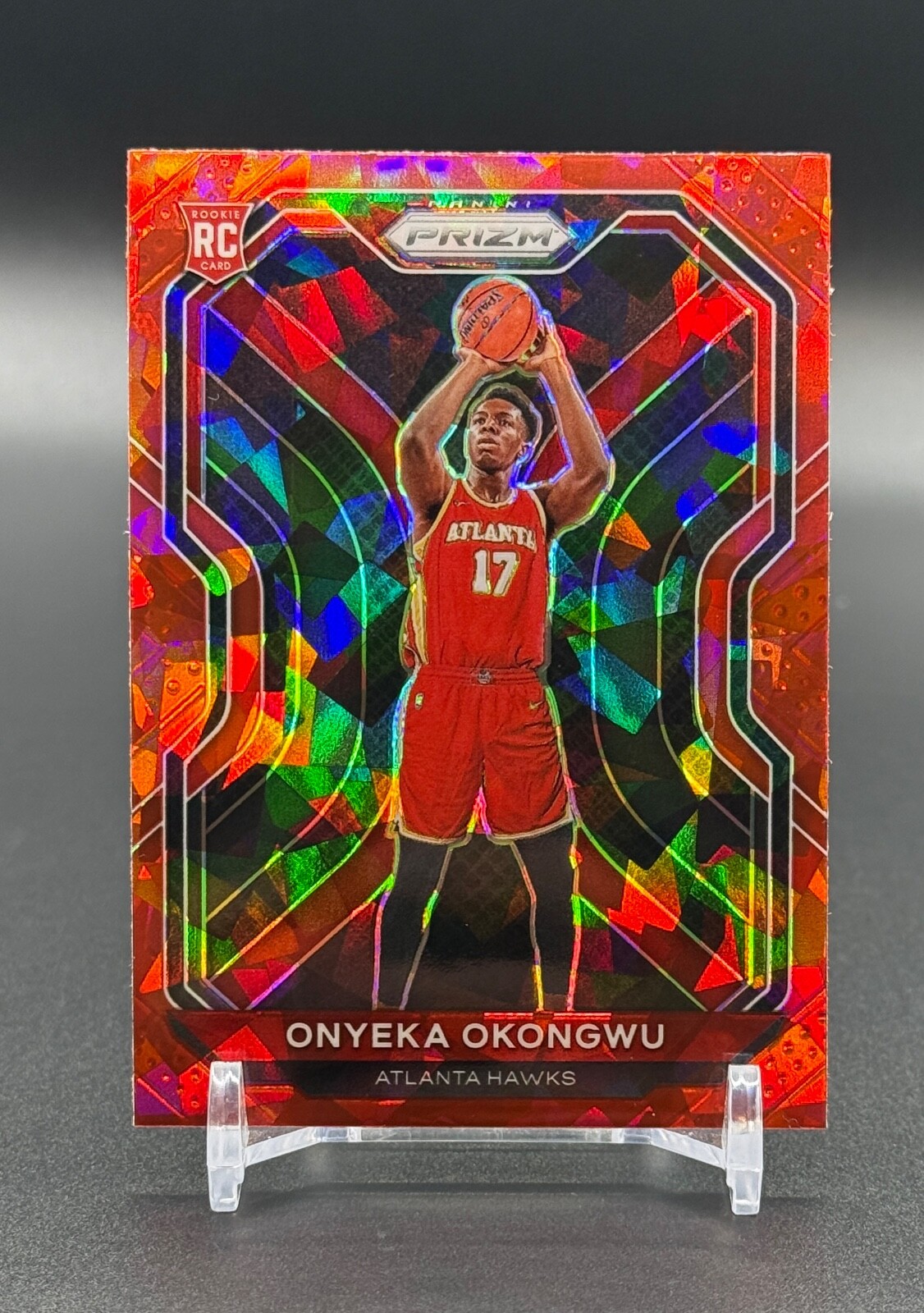 2020-21 Panini Prizm #260 ONYEKA OKONGWU Red Ice RC Rookie Color Match HAWKS
