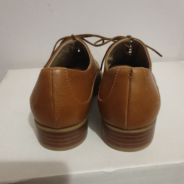 HOBBS Ladies Light Tan Leather Round Toe Lace Up Faye Oxford Shoes UK3