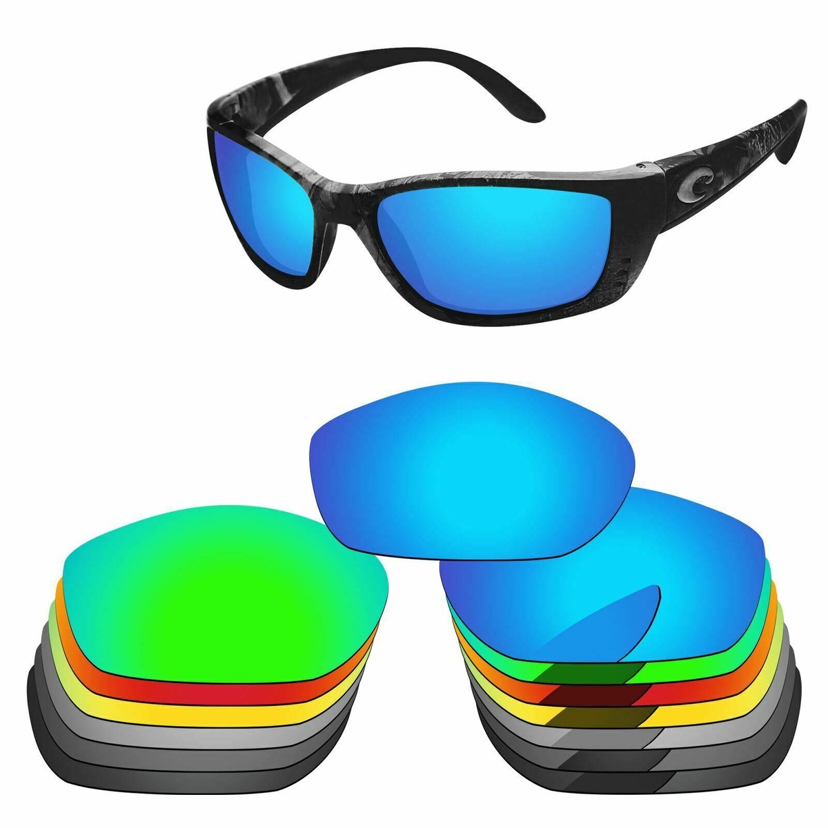 Lenslog Polarized Replacement Lenses For-Costa Del Mar Fisch Sunglass -Options