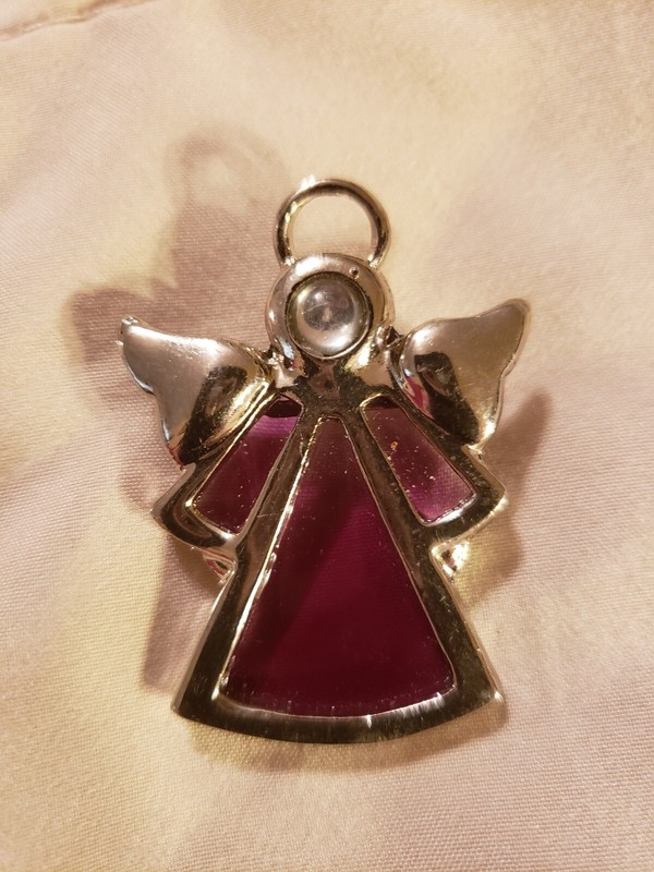 Vintage Purple & Silver Stained Glass Angel Brooch/Pin