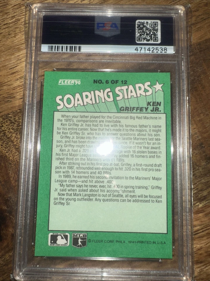 Ken Griffey Jr. 1990 Fleer Soaring Stars #6 PSA 9 Estado perfeito - Imagem 2 de 2