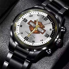 Personalized Harley Motor Racing Davidsonn Black Stainless Steel Watch For Men