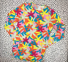 Lands End floral Long Sleeve Adjustable Cover-Up SWIM TUNIC SMALL shirt