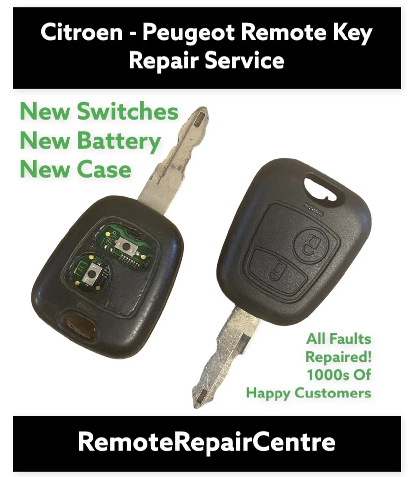 Peugeot 107 207 307 2 Button Remote Car Key Fob Fix Repair
