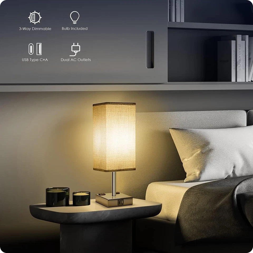 Table Lamp-Touch Control with USB Charging Ports For Bedroom Buy 2 Get 20% Off - Image 2 of 4
