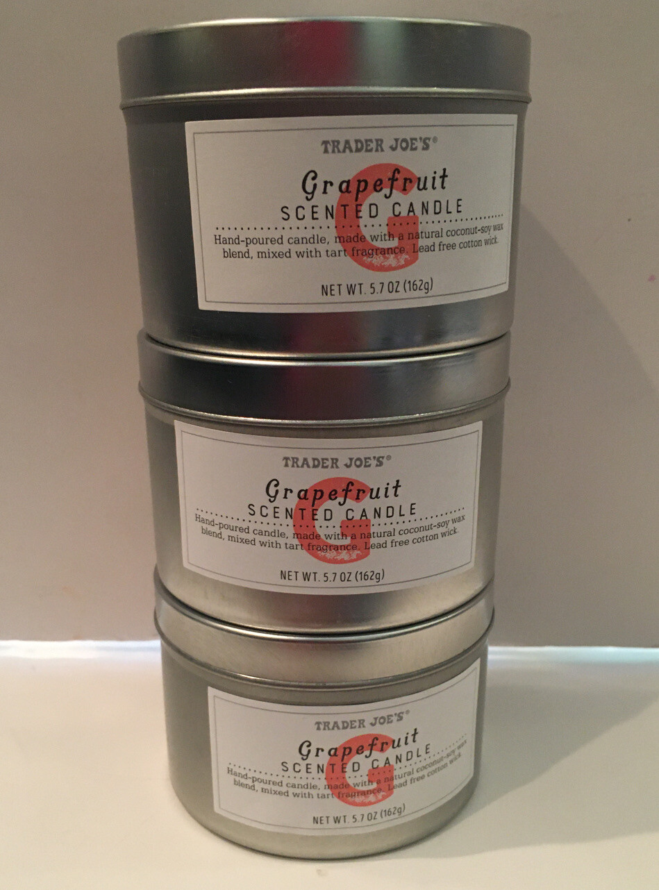New Trader Joe’s Grapefruit Scented Candle Set Of 3 Three 5.7 Ounce