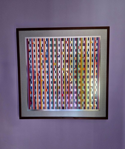 YAACOV AGAM Serigraph on Metallic Silver Paper Geometric abstract Kinetic Ltd Ed - Picture 3 of 19