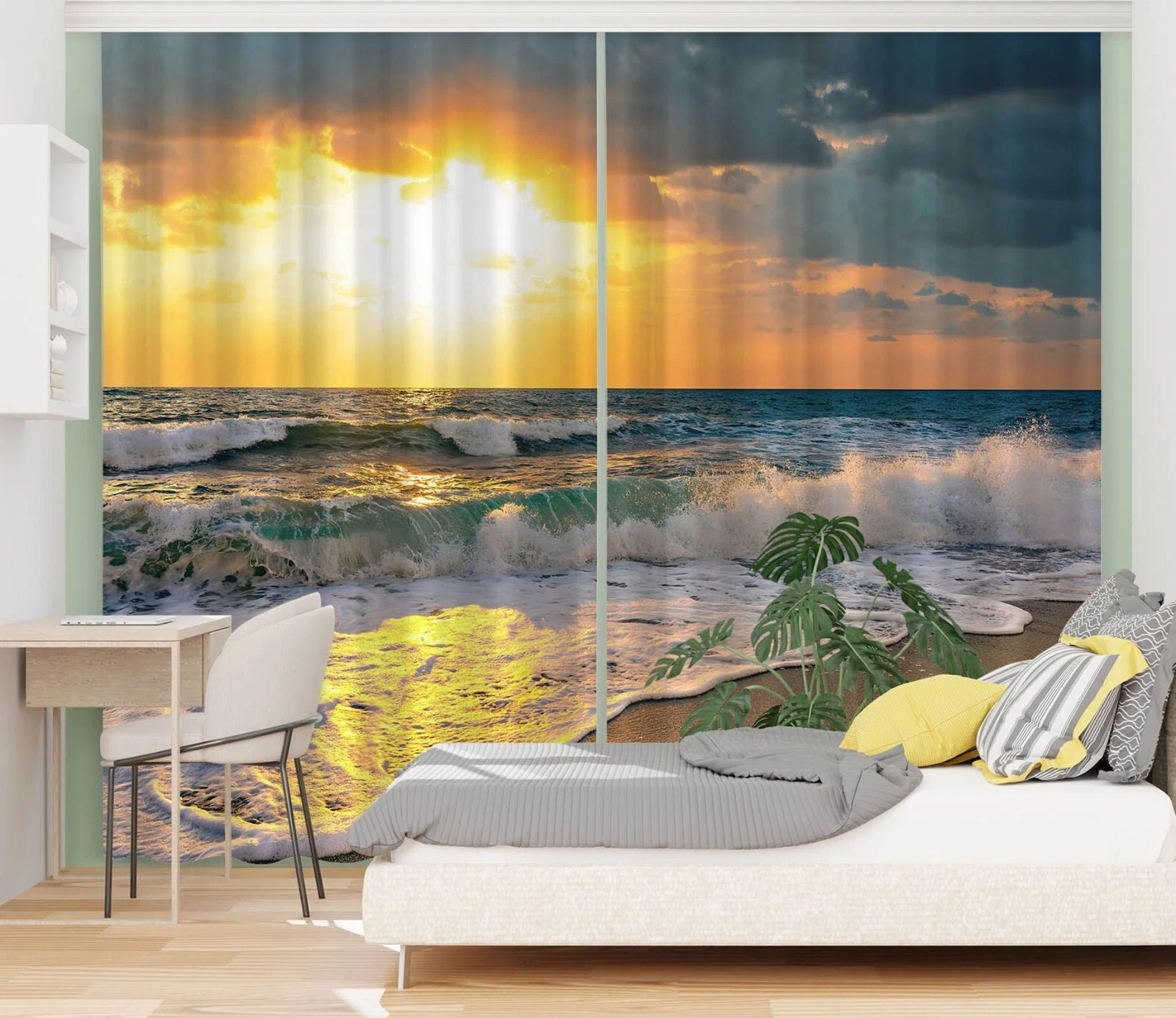 3D Sunshine Beach ZHUC5046 Photo Curtain Window Blockout Fabric Vera 2023