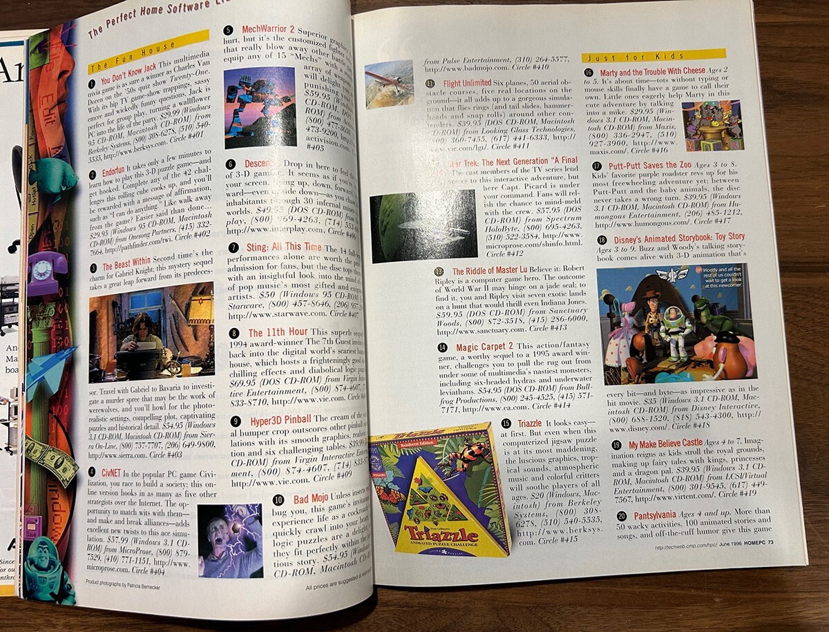 Computer Software Title Vintage HOME PC June 1996 Computer Magazine Editors Top 100 Software ...