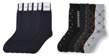 6 12 Pairs Men Dress Socks Black Color Fashion Crew Lot Dozen Knocker 10-13