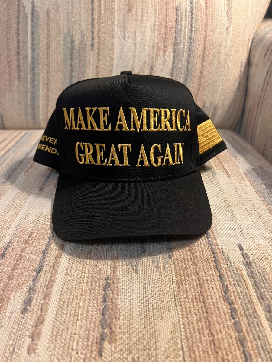 Black MAGA Hat, Subtle Black on Black Embroidery Distressed Dad Cap