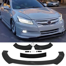 For Honda Accord Sport 4-Door Glossy Black Front Bumper Spoiler Lip Splitter Kit