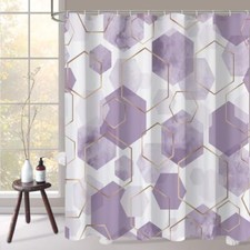 Purple Modern Shower Curtain for Bathroom, Geometric Art Decor Waterproof Bath