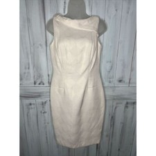 ANNE KLEIN NEW YORK STUNNING WHITE GEO TEXTURED SLEEVELESS LINED SHEATH DRESS 6
