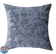 TangDepot Heavy Velvet Embossing Throw Pillow Cover, Classis Floral Anaglyph 