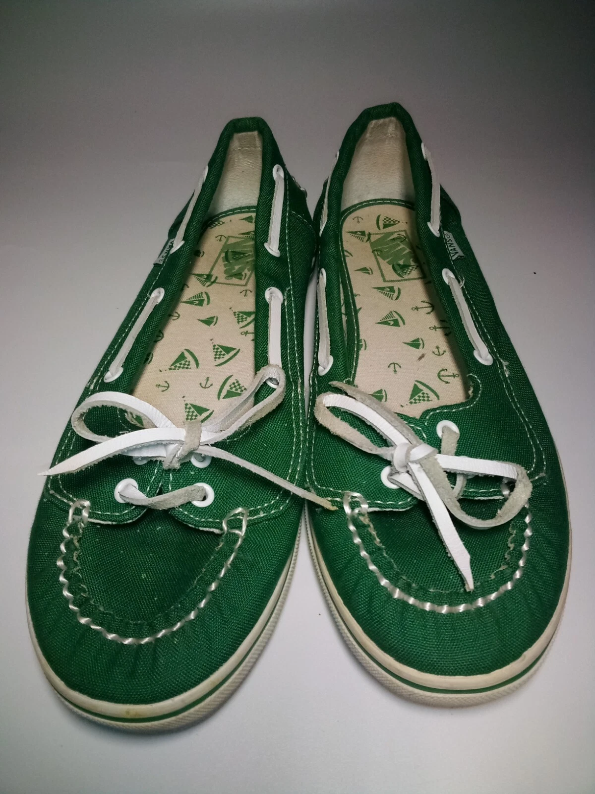 Mocassini piatti Vans Abby donna verde tela moc scarpa slip on barca taglia 5 5 M