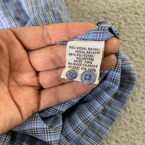 Bugatchi Uomo Camp Camicia Uomo Media Bottoni Blu Tasca a Quadri Misto Modal - Foto 7 di 9