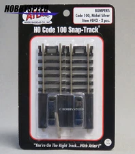 ATLAS 843 HO SCALE CODE 100 TRAIN TRACK BUMPERS (2) NICKEL SILVER ATL843 NEW