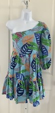Forever 21 One Shoulder Floral Print Mini Dress 100% Cotton Size Small