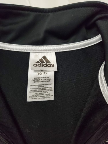 adidas Boys Size 10/12 M Black Iconic Tricot Jacket AP5411 New - Picture 4 of 10