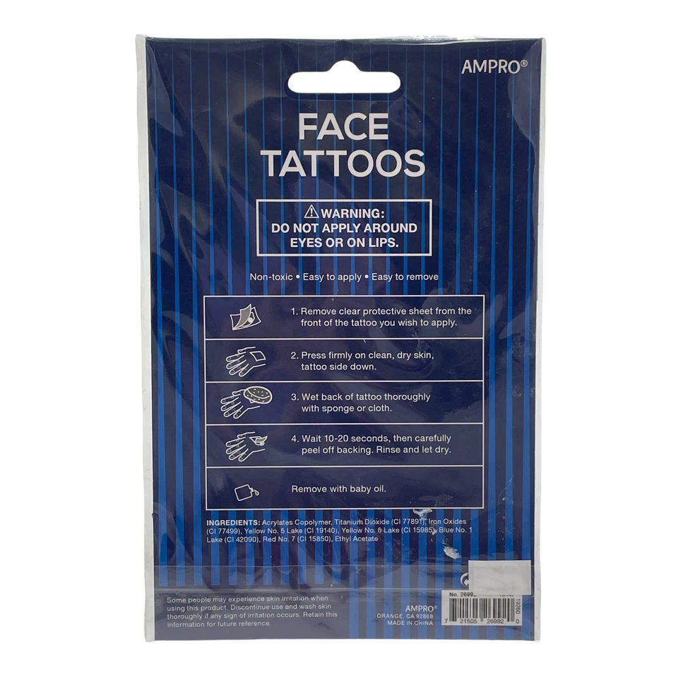 Lote de 3 Tatuajes Faciales Ampro Fútbol Día Juego Negro Bajo Ojos Stick & Clapper  Foto 3 de 4