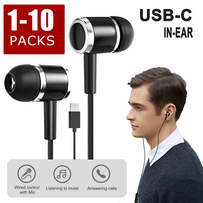 1-10 Packs For Samsung Galaxy S22 S23 USB Type C Headphone Headset Mic Earbuds