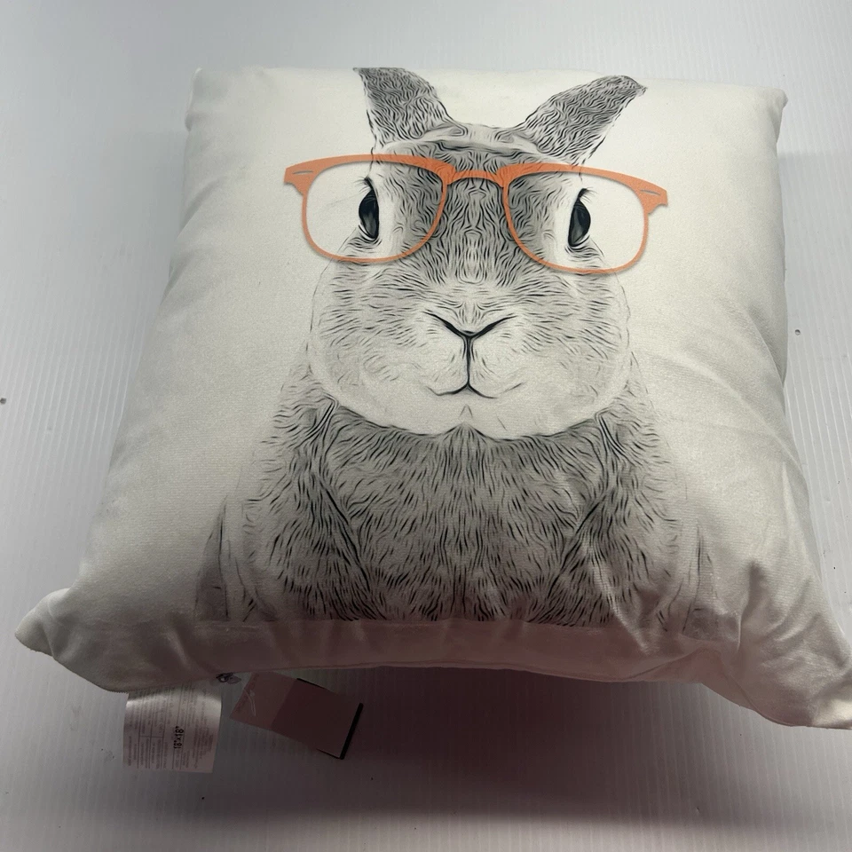 Stupell Home Decor Bunny-Rabbit Soft Gray Decorative Pillow ( 18x18) - Image 3 of 3