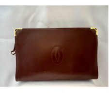 Vintage Cartier Must Line Bordeaux Leather Clutch Bag with Gold Hardware 10