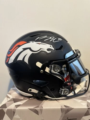 Bo Nix Signed Denver Broncos SpeedFlex Helmet Beckett Witnessed Auto