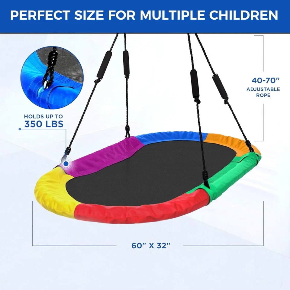60" Oval Saucer Tree Swing 100% Safe 900D Oxford Waterproof Rope Max 700 LBs - Image 2 of 4