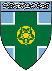 Derbyshire Shield Coat of Arms Self Adhesive Vinyl Sticker