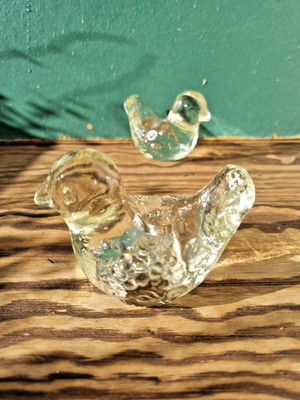 Vintage Bohemia Glass Bird Candle Holder, MCM Czech Art Glass