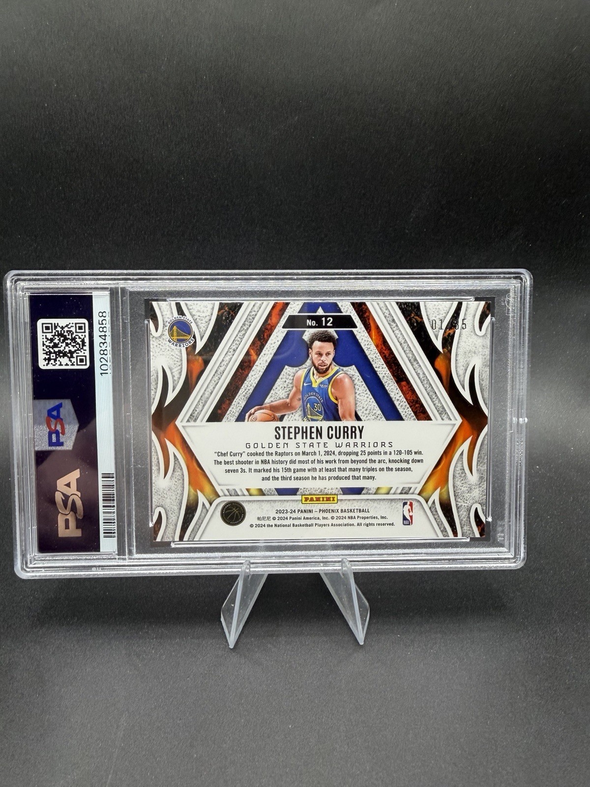 2023-24 Panini Phoenix Stephen Curry Fire Forged  #12 Yellow 1/35 GEM PSA 10 view 3