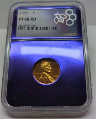 1958 P NGC PF68 RD Red Proof Lincoln Wheat Penny 1 One Cent (Purple Core Holder)