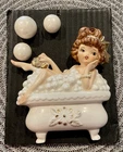 MCM VTG LEFTON BUBBLE BATH GIRL BUBBLES ORIG BACKER WALL PLAQUE TOO CUTE! ESTATE