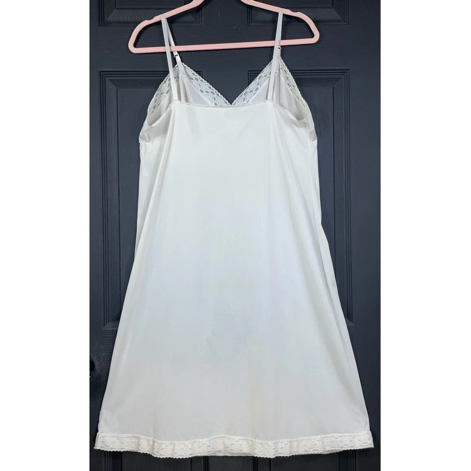 Vestido de nailon vintage Vanity Fair lencería sin cordones hasta la rodilla talla 40 defecto grande Foto 2 de 4