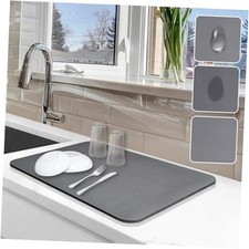 Dish Drying Mat for Kitchen Counter, 12"x19" Dish Drying Pad 12" x 19" Grey
