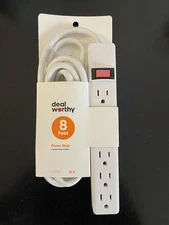 Dealworthy 8 Feet Powerstrip 6 Grounded Outlets