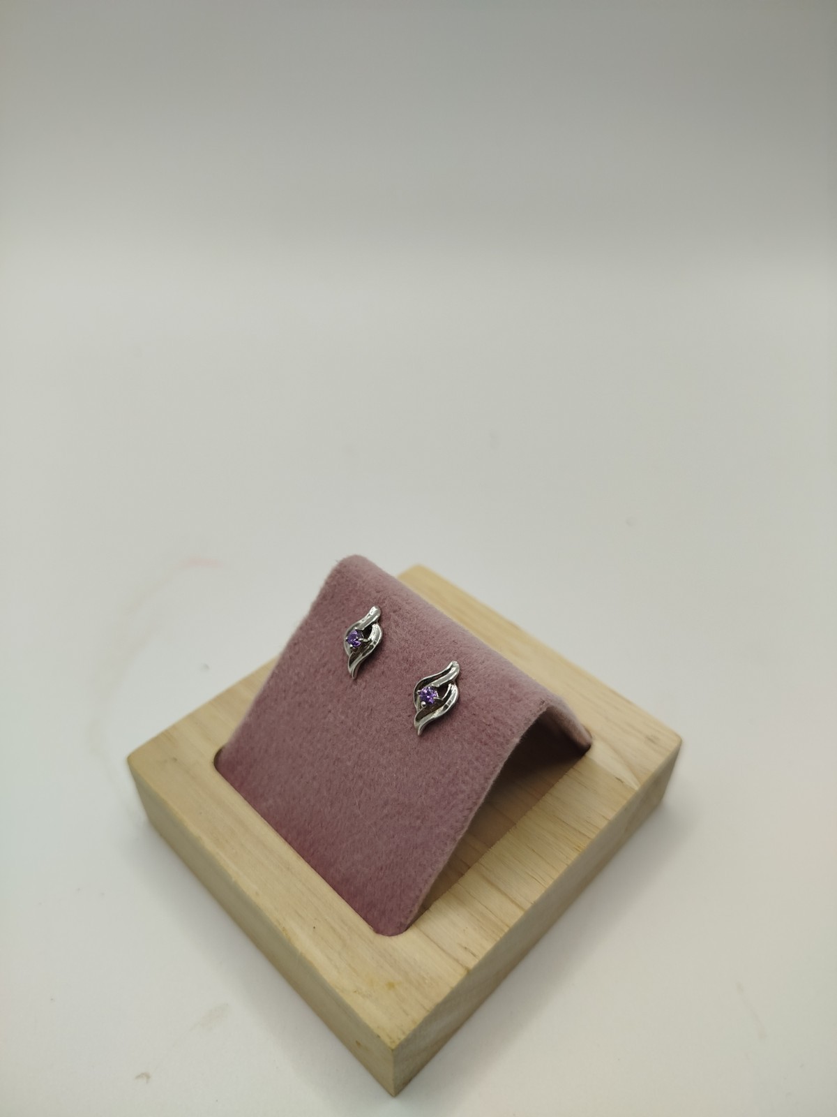 Sterling Silver Tiny Stud Earrings With Purple Am… - image 3