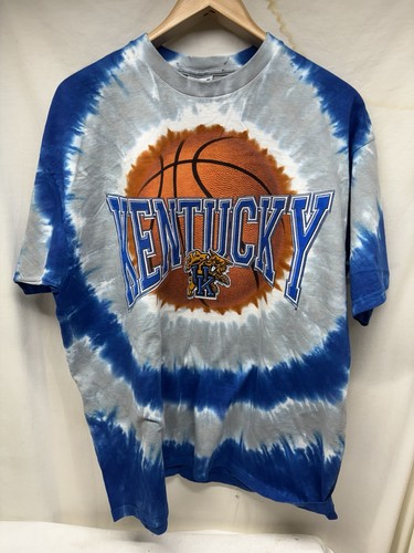 VTG University Of Kentucky Tie Dye T-shirt UK Wildcats XL 90s Liquid Blue NWT !!