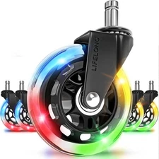 Gaming Chair Wheels Replacement RGB Rubber Office Chair Casters for Carpet an...