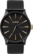 Nixon Sentry Leather Watch Wristwatch Matte B...