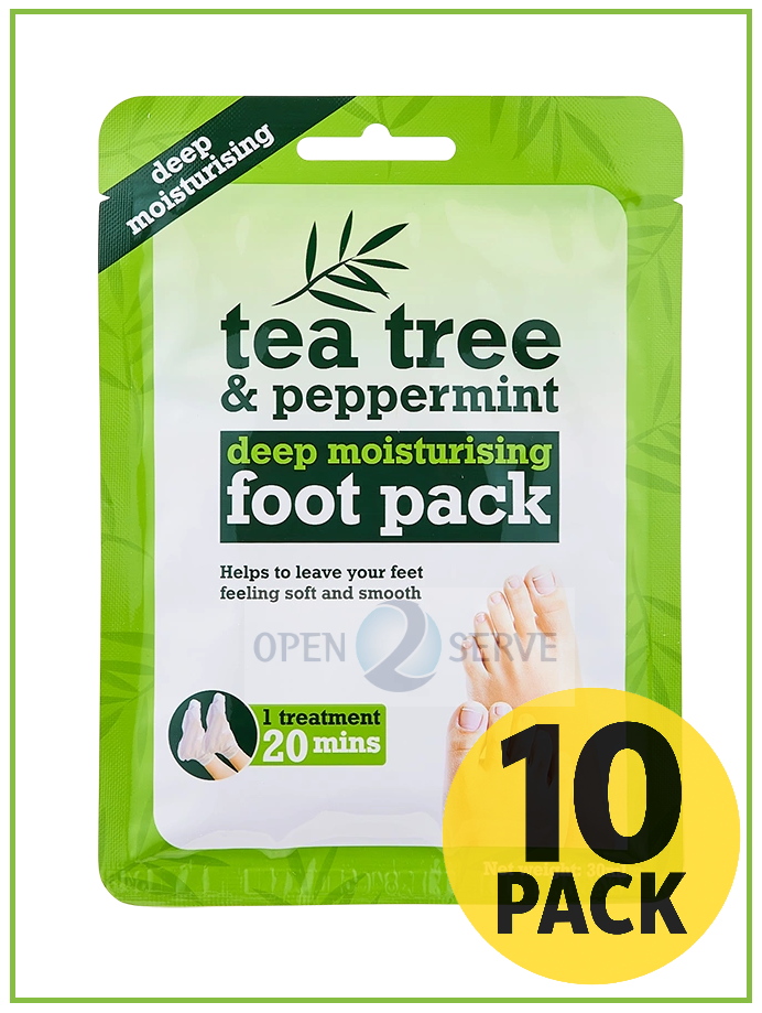 10x Tea Tree Peppermint Deep Moisturising Foot Pack Soften Cracked & Split Heel