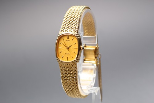 Vintage 1981 [Near MINT] SEIKO EXCELINE 1221-5890 Gold Quartz  Women Watch JAPAN - Picture 3 of 10